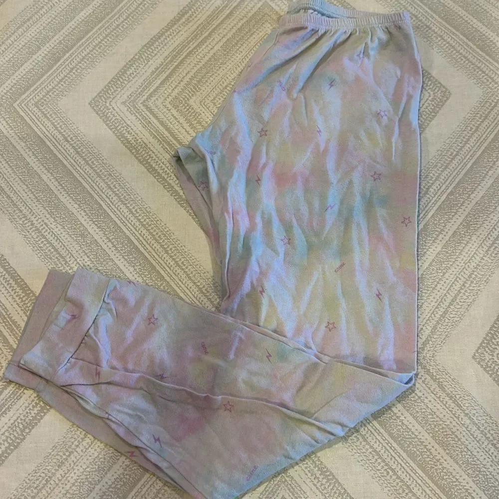 Esme Girls Light Tie Dye Lightning Bolt & Star Long Sleeve Pajama Set - Size 12